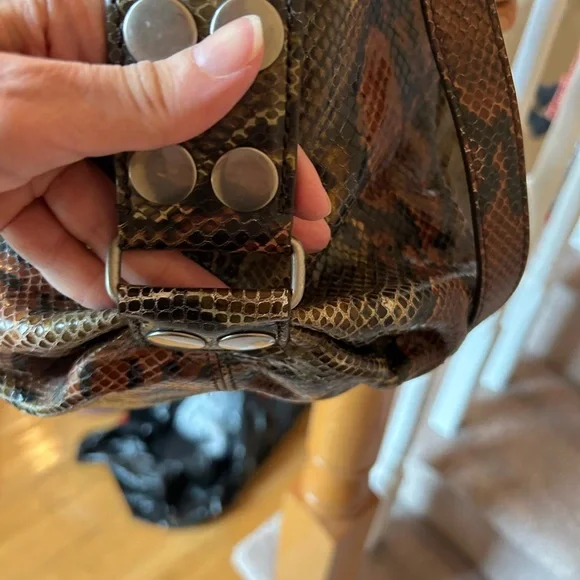 Botkier Green and Brown Satchel with Exotic Snakeskin Pattern - Picture 10 of 16